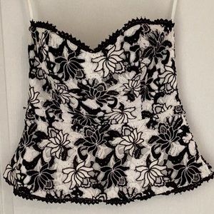 White House Black Market lace peplum bustier top